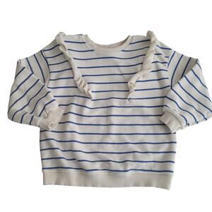 Zara Blue Striped Ruffle Sweatshirt